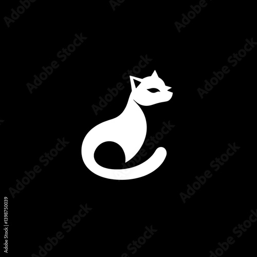 Wallpaper Mural Minimalist cat logo design featuring sleek lines and a simple silhouette against a black background Torontodigital.ca