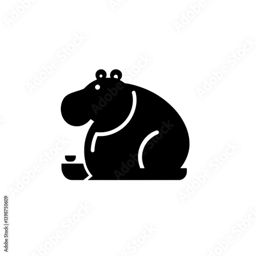 Minimalist black hippopotamus icon designed for modern branding and logo creation