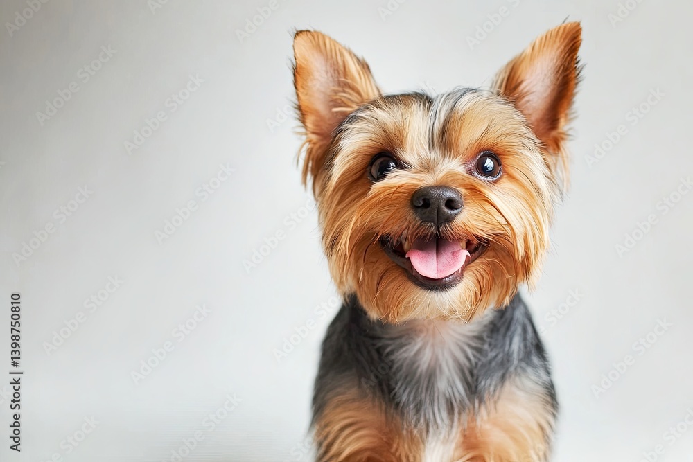 A studio shot of a Yorkshire terrier with a white background A studio shot of a Yorkshire terrier with a white background