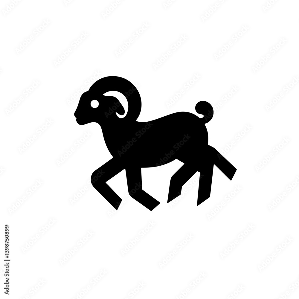Obraz premium Minimalistic logo design featuring a black silhouette of a ram in motion