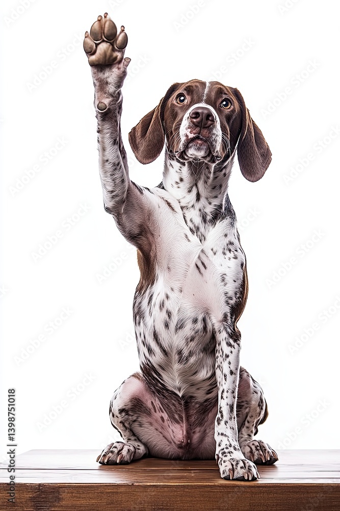 Isolated on a white studio background, a cute German Shorthaired Pointer (Kurzhaar) puppy poses for the camera Isolated on a white studio background, a cute German Shorthaired Pointer (Kurzhaar) puppy poses for the camera