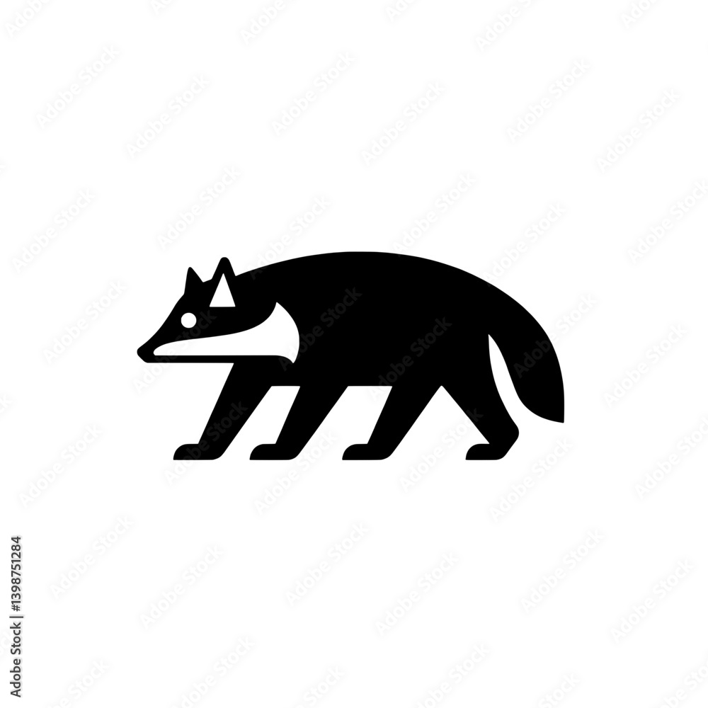 Fototapeta premium Black minimalistic fox logo design showcasing simplicity and elegance in modern graphic art, perfect for branding purposes
