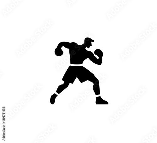 Dynamic boxing icon showcasing a minimalist design emphasizing strength and movement in the sport of boxing