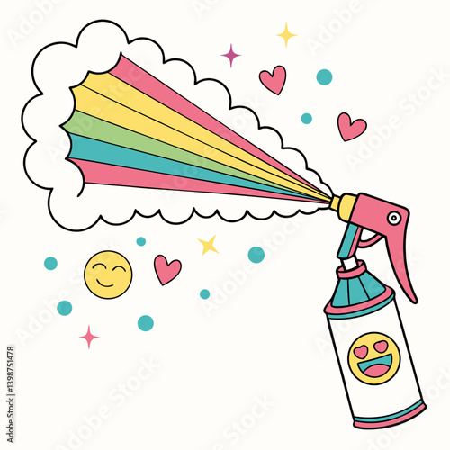 Air freshener emoji spraying colorful mist