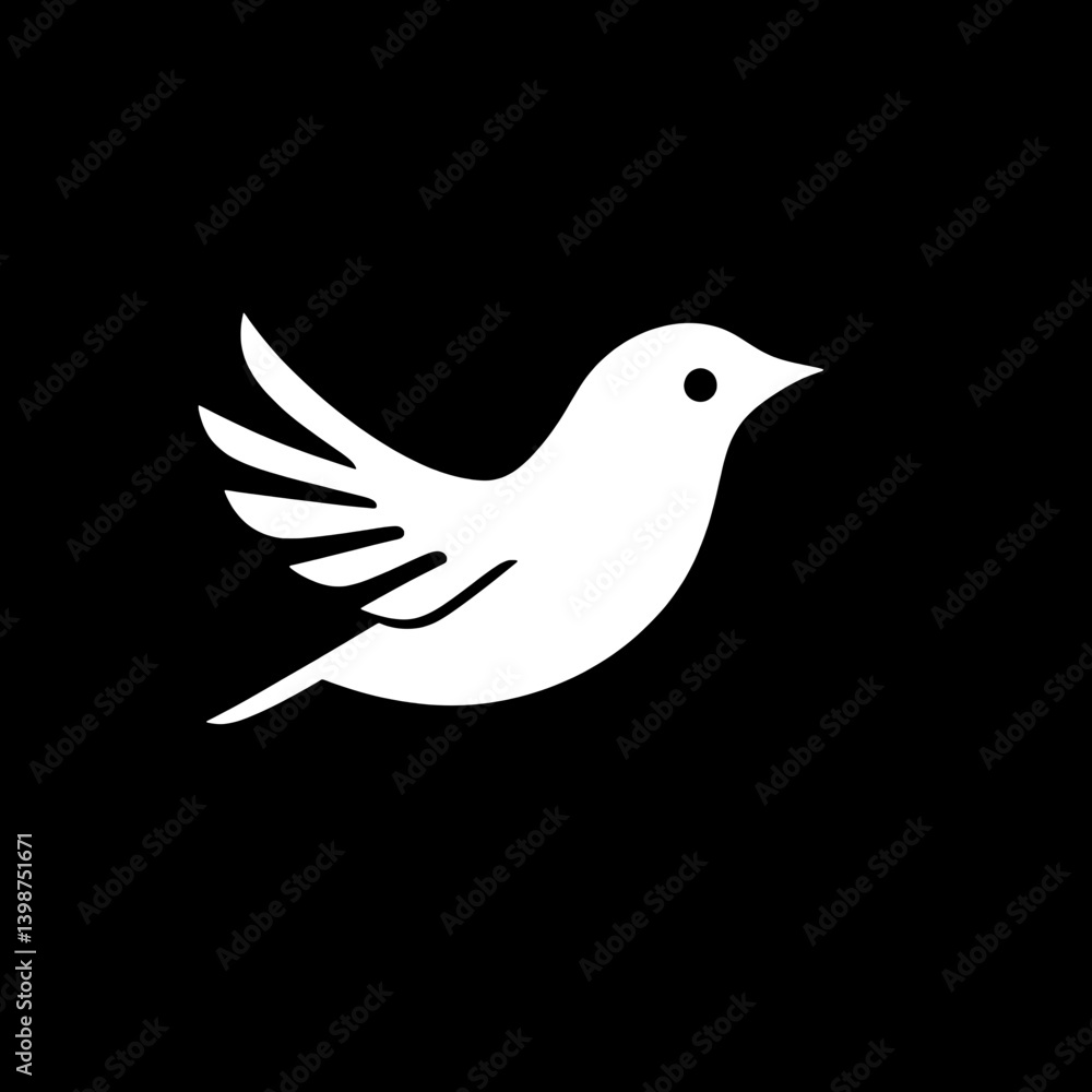 Minimalist logo design of a bird in flight, showcasing simplicity and elegance on a black background Minimalist logo design of a bird in flight, showcasing simplicity and elegance on a black background