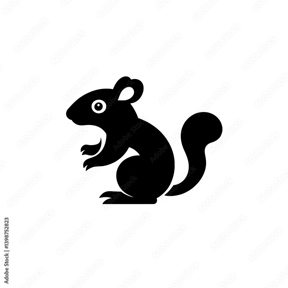 Obraz premium Minimalist black squirrel logo design showcasing simplicity and charm in modern iconography