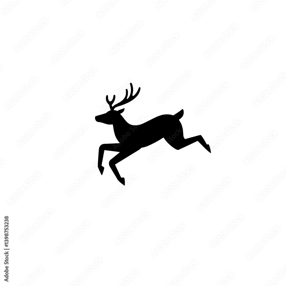 Fototapeta premium Minimalist logo of a leaping deer designed for modern branding and artistic representation