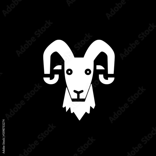 Minimalist ram logo design showcasing modern simplicity in monochrome color scheme without excessive detail