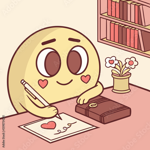 Emoji writing love notes in a romantic diary

