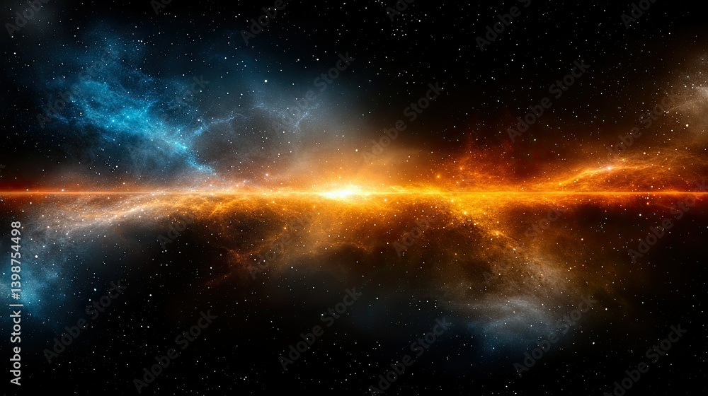 Fototapeta premium Cosmic Collision: A Celestial Tapestry of Fire and Ice