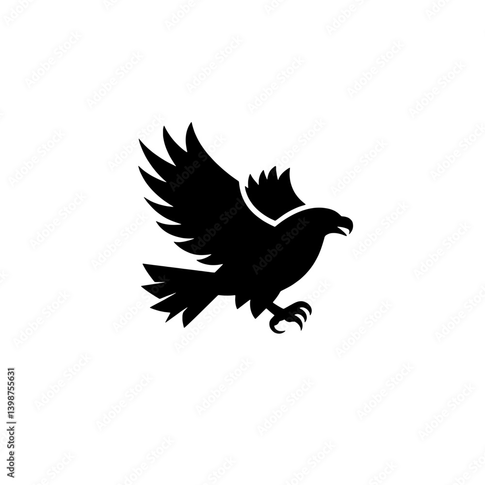 Obraz premium Minimalist black hawk logo design showcasing elegance and simplicity for branding and graphic use