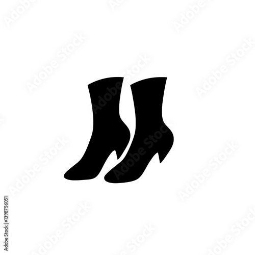 Stylish minimalistic black ankle boots icon representing modern footwear design and trends in fashion