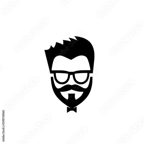 Minimalist logo design featuring a stylized man with glasses, a mustache, and a bow tie for modern branding purposes