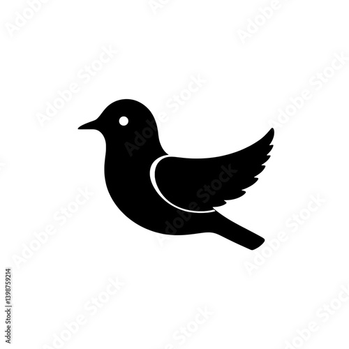 Modern black and white minimalistic bird logo featuring simple lines and a whimsical design