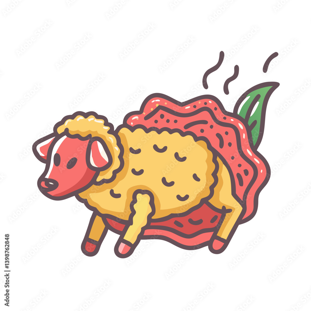 Fototapeta premium Digital Art of Balochi Lamb Sajji