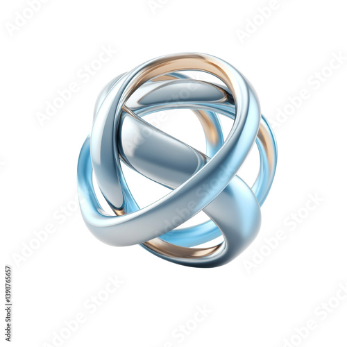 Metallic ribbon loop design with intertwined silver and gold bands
