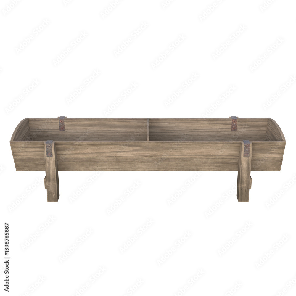 Old Wooden Trough, 3d illustration isolated on white background Old Wooden Trough, 3d illustration isolated on white background