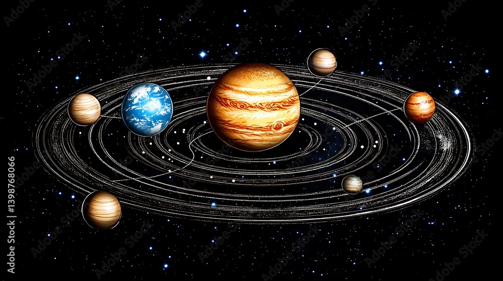 Fototapeta premium A beautiful illustration depicts the planets within the solar system