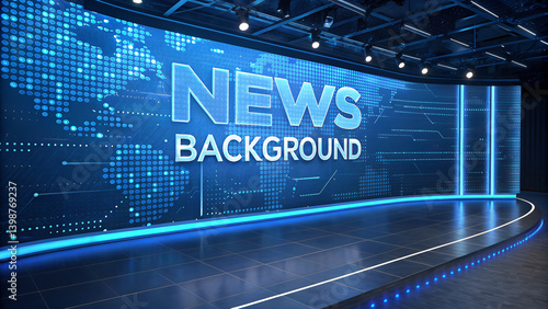 Background news studio Blue digital code on a screen represents internet security technology