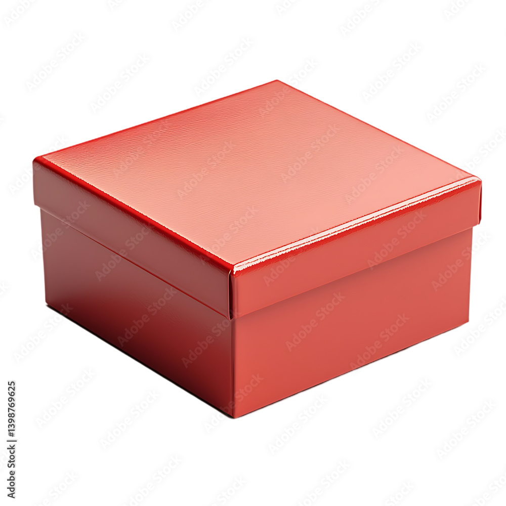 Simple, elegant red box with a closed lid, isolated on a white background with clear edges and clean shadows.