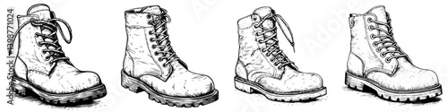 Variety of sturdy boots showcasing different styles and designs suitable for outdoor activities and rugged terrain