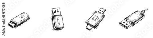 Various USB flash drives and connectors displayed on a clean background showcasing diverse designs and functionalities