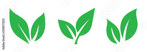 Green leaf ecology nature element vector icon set, Leaf Icon pack, green leaf ecology nature element vector. EPS 10.