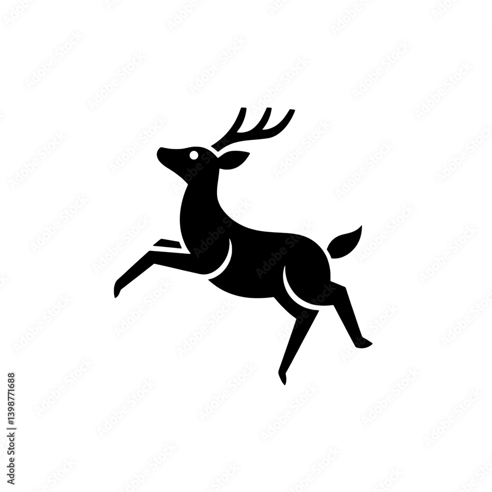 Obraz premium Minimalistic vector design of a black deer icon showcasing dynamic movement in a stylish approach