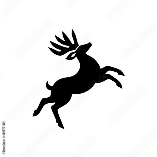 Stylized black deer logo design with minimalist elements presented in a striking vector format