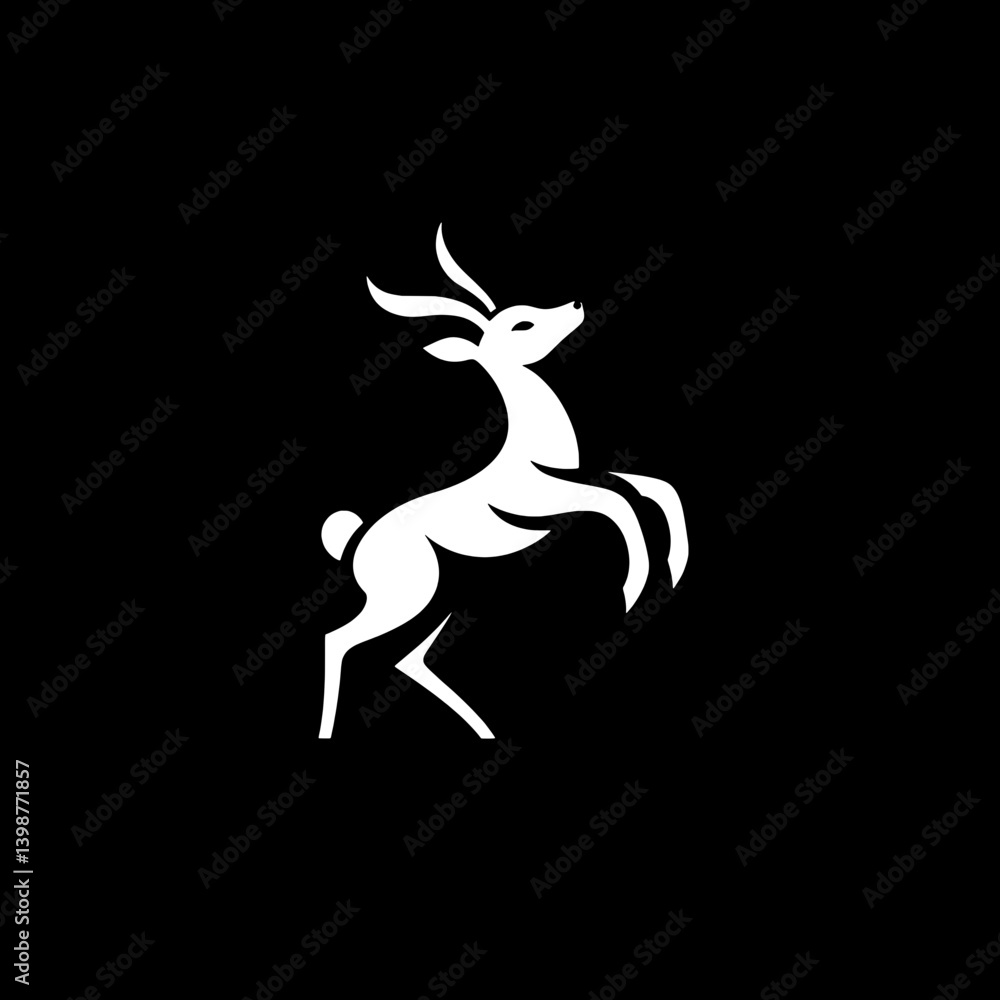 Fototapeta premium Minimalist vector logo featuring a stylized deer in white and black, suitable for various modern branding needs