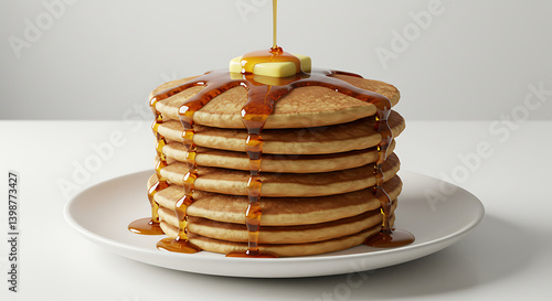 Wallpaper Mural A stack of golden brown pancakes with butter and syrup Torontodigital.ca