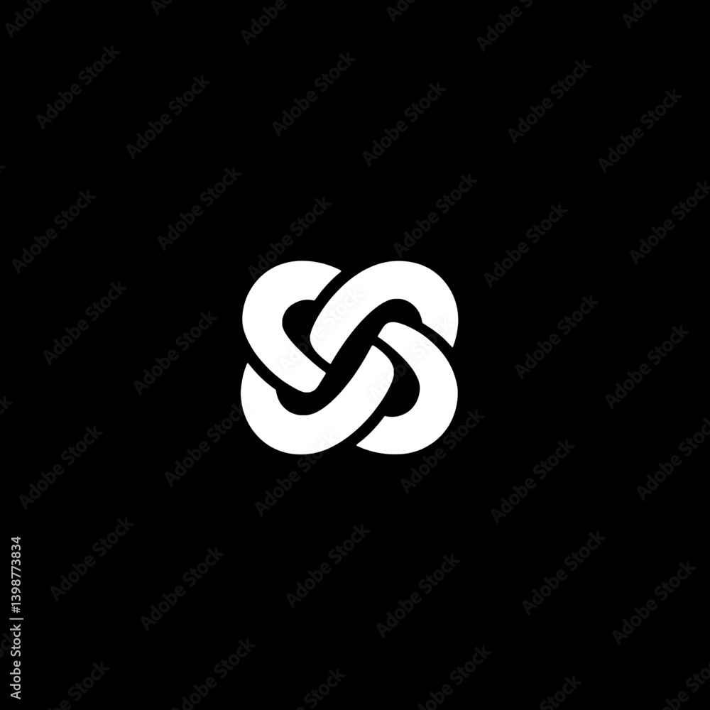 Fototapeta premium Minimalist logo design with intertwined shapes in black and white vector style reflecting modern branding aesthetics