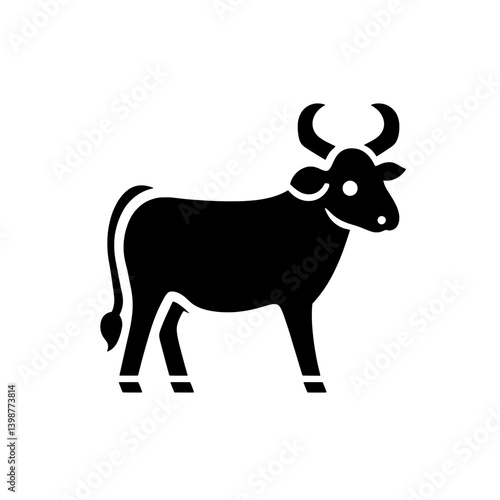 Minimalist black and white cow logo design for modern branding applications