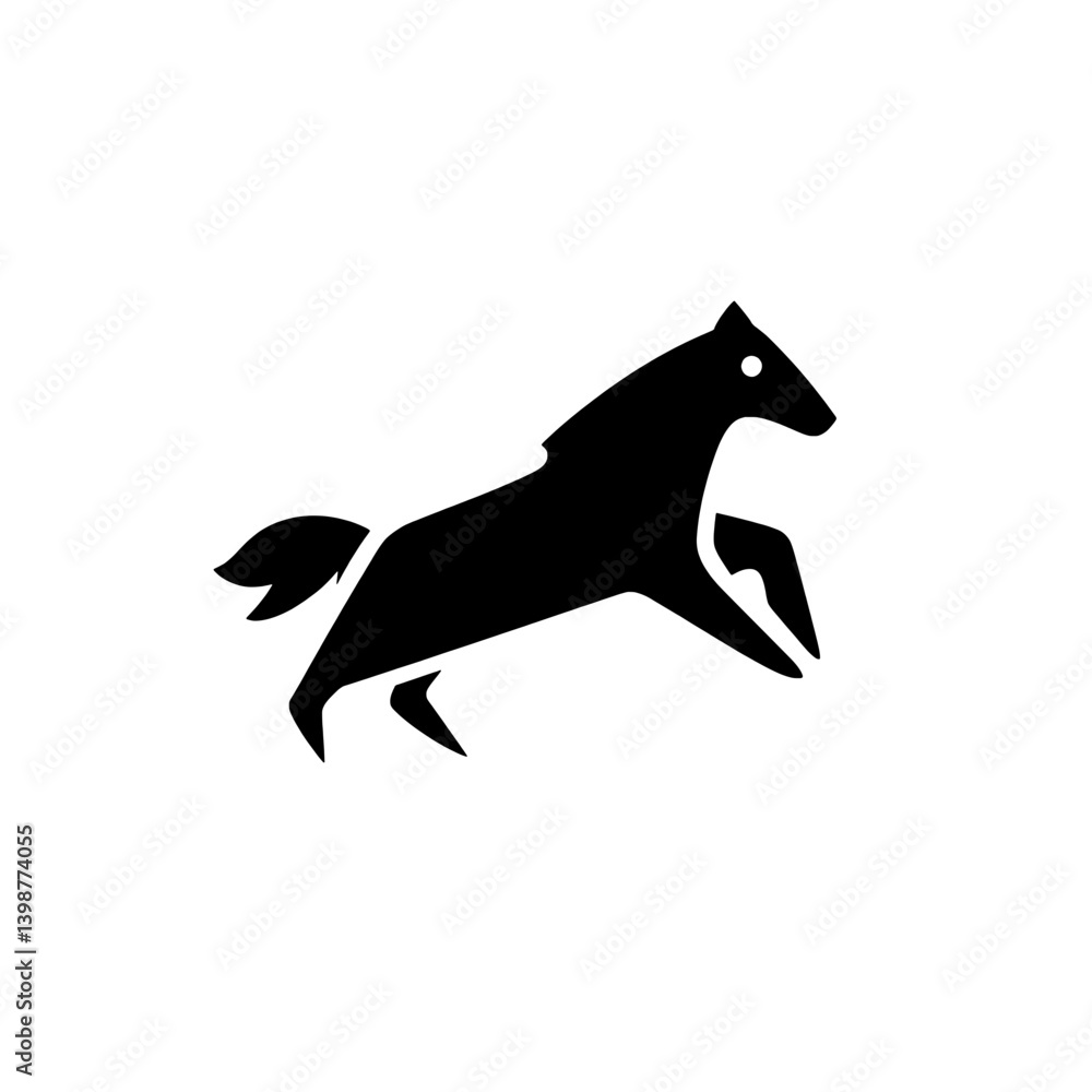Fototapeta premium Minimalist black and white horse logo design showcasing dynamic movement and elegance in a modern vector style