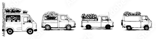 Flower delivery vans showcasing unique designs and styles for transporting blooms in urban settings