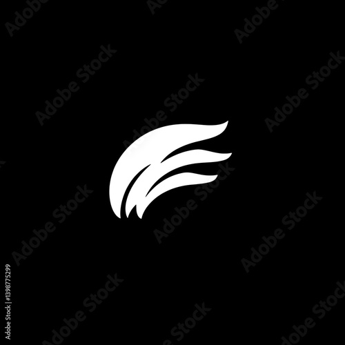 Logo design showcasing a minimalist icon in black and white with flowing lines representing elegance and simplicity