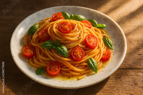 Spaghetti with Cherry Tomatoes and Basil