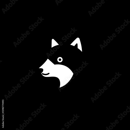 Minimalist black and white logo featuring a stylized dog head in vector format showcasing modern design principles