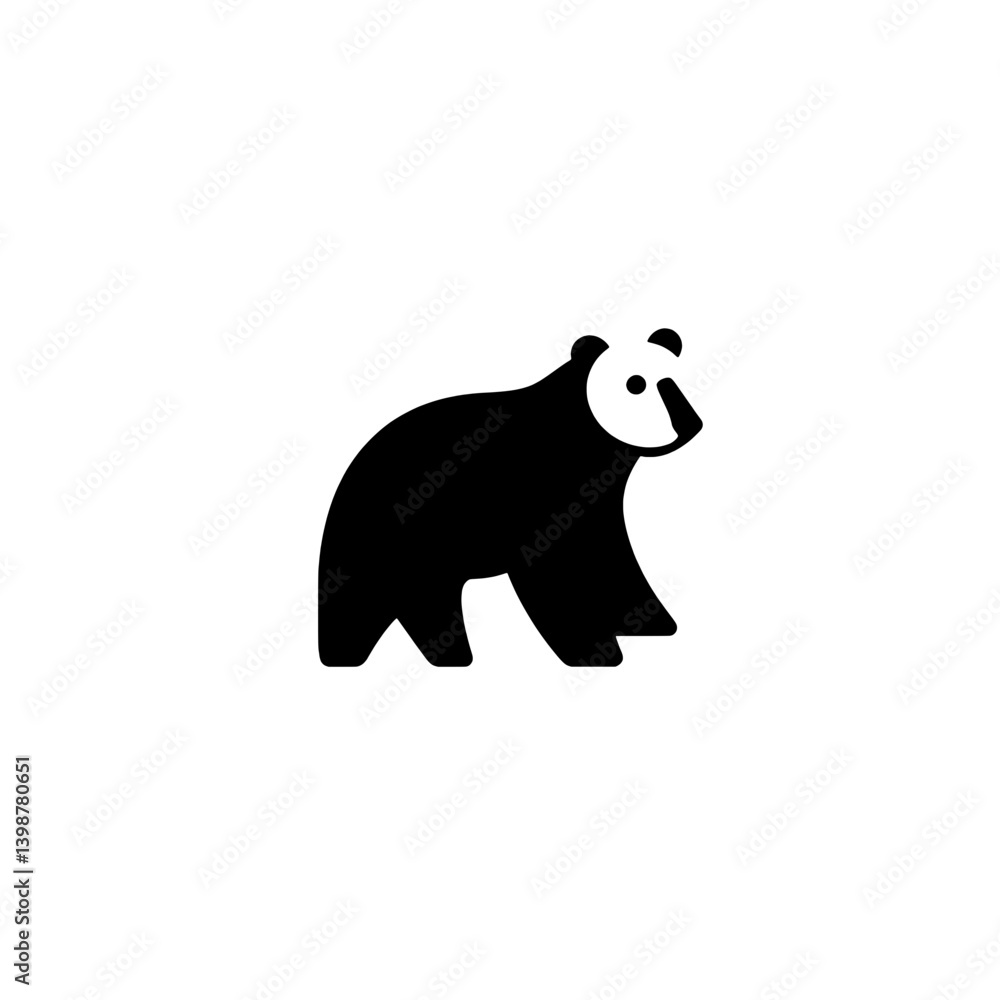 Fototapeta premium Minimalist black and white bear logo icon designed in vector format for modern branding and graphic projects