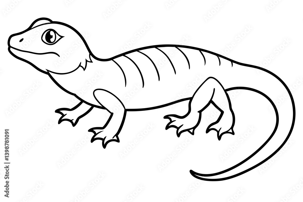 Fototapeta premium lizard silhouette line art vector illustration with a white background
