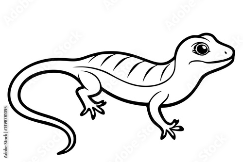 lizard silhouette line art vector illustration with a white background