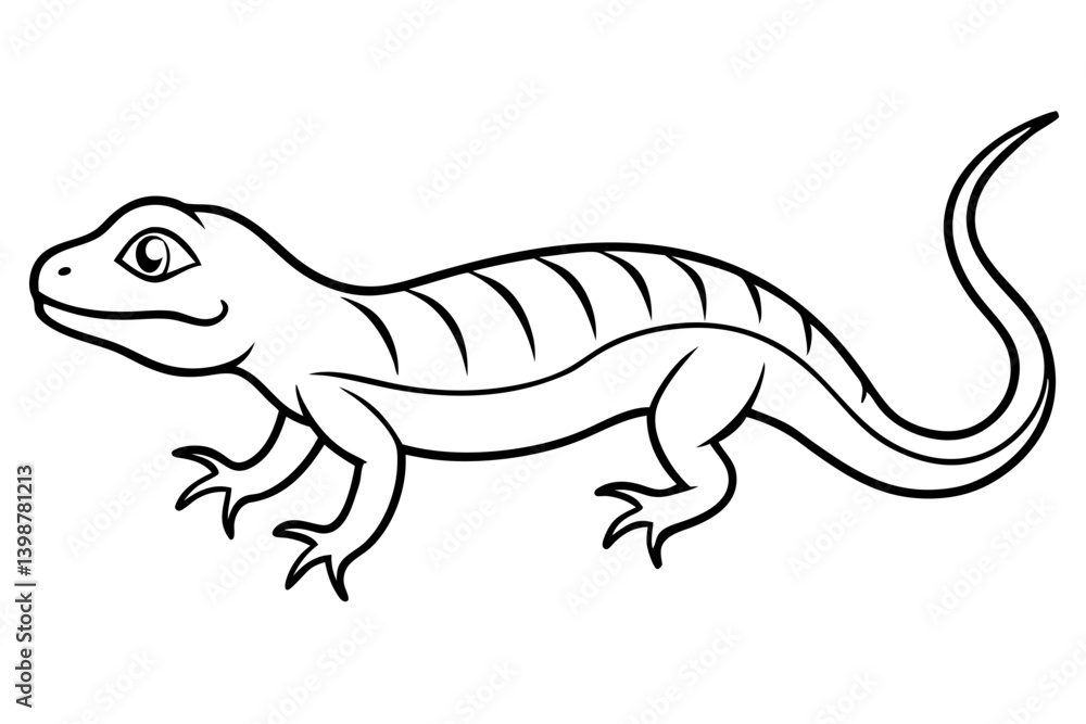 Fototapeta premium lizard silhouette line art vector illustration with a white background