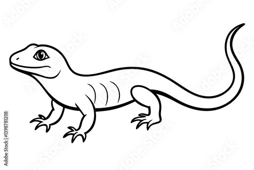 lizard silhouette line art vector illustration with a white background