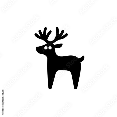 Minimalist black reindeer icon in vector format for modern design aesthetics