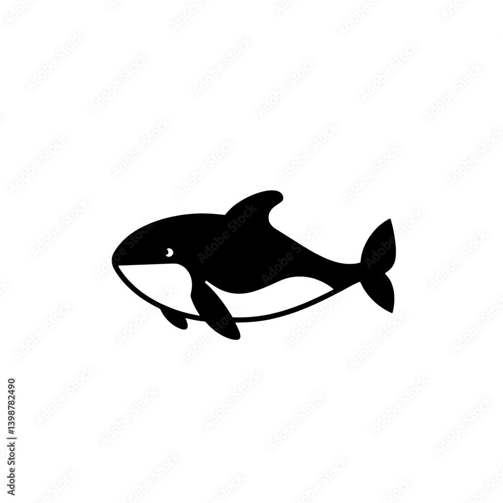 Fototapeta premium Minimalist black and white vector design of a fish with simple contours ideal for logos or icons in various projects