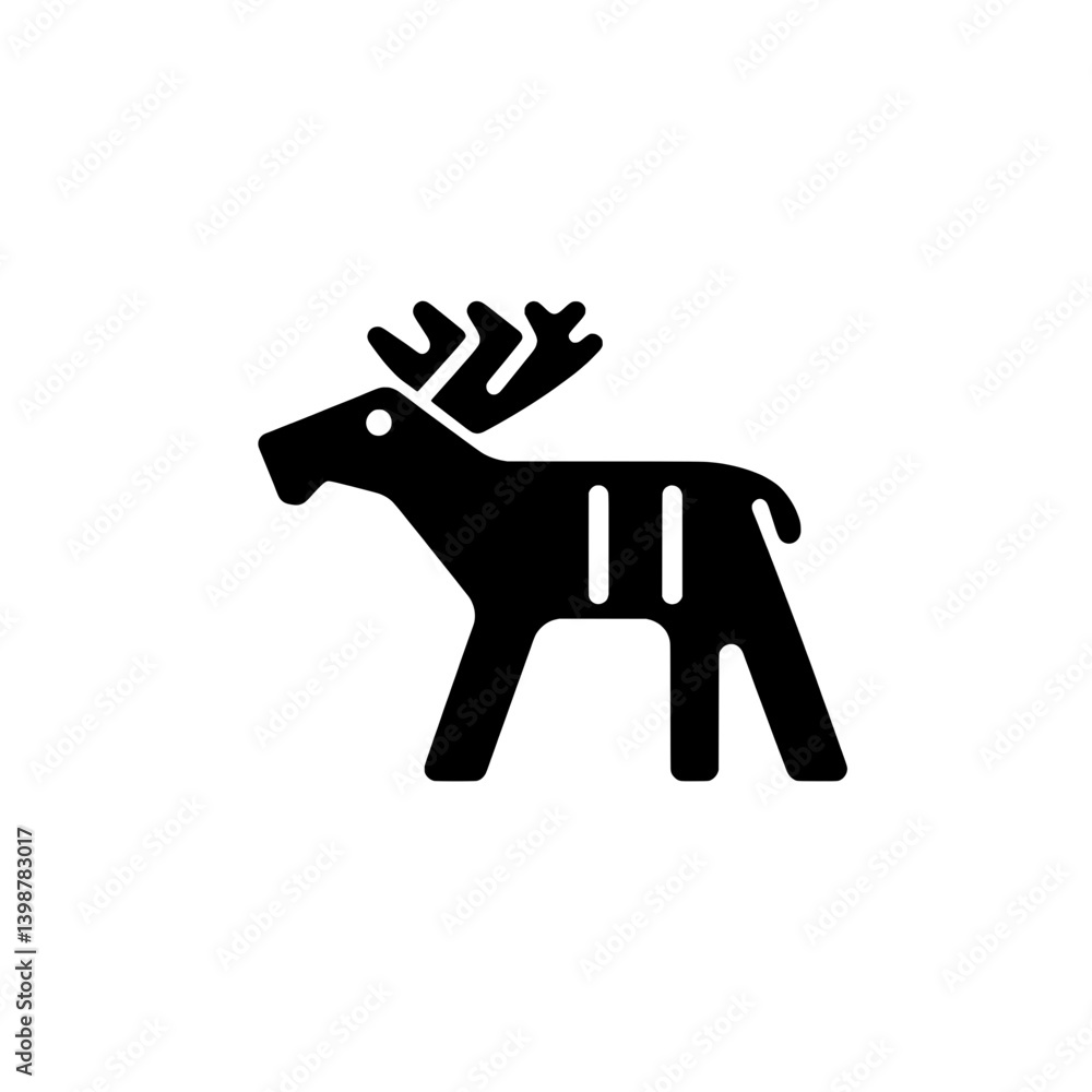 Minimalistic black and white vector logo of a reindeer with geometric design elements Minimalistic black and white vector logo of a reindeer with geometric design elements