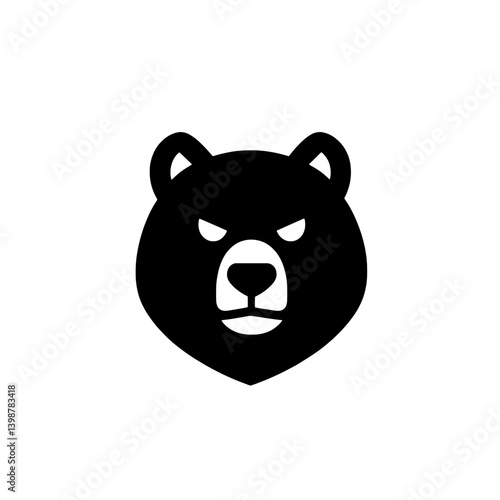 Minimalist black bear logo design with a fierce expression in vector format for branding and creative projects
