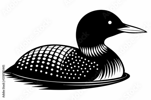 loon silhouette line art vector illustration with a white background