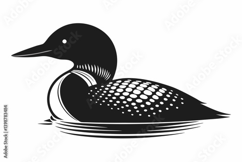 loon silhouette line art vector illustration with a white background