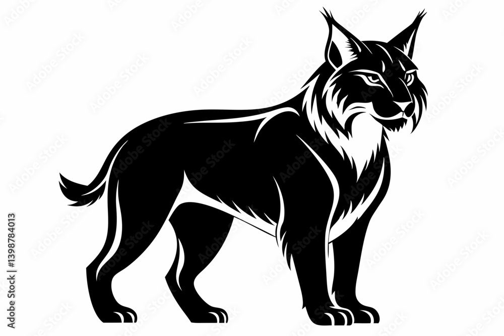 lynx silhouette line art vector illustration with a white background lynx silhouette line art vector illustration with a white background